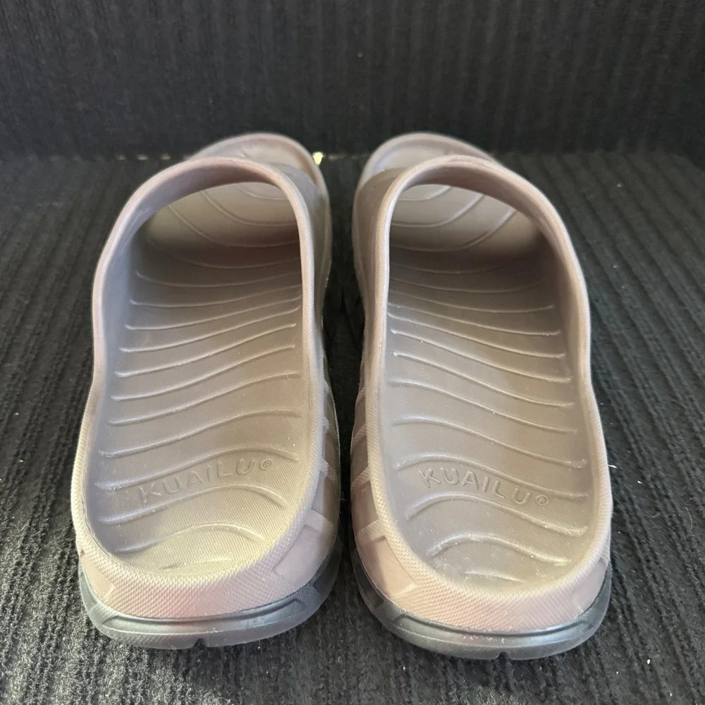 Kuailu Mens Recovery Slide Sandals Brown‎ Size 13